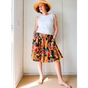 Anthropologie Nathalie Lete Skirt Bird Floral Boho Skirt Sz2 Summer Vibe
